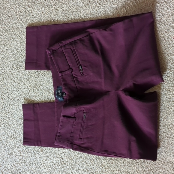 Talbots Chatham Burgundy Side Zip Straight Leg Pants Size 8 Petite - Picture 1 of 7